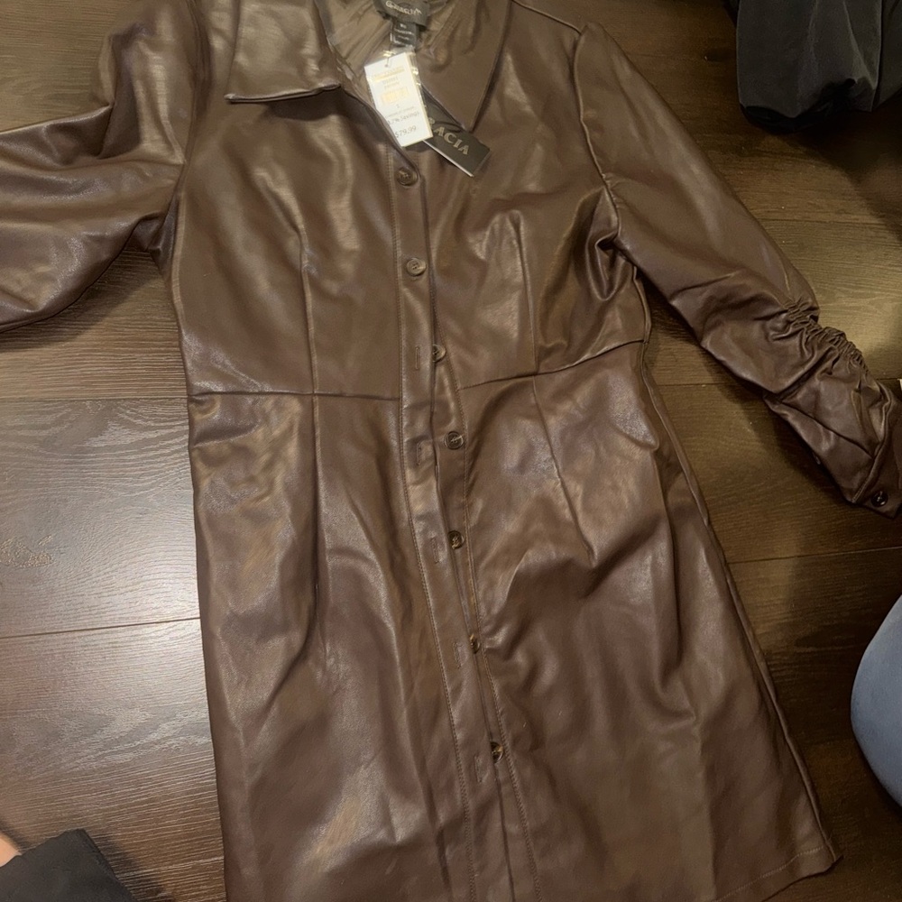 Gracia Brown Long Sleeve Dress Elegant Style